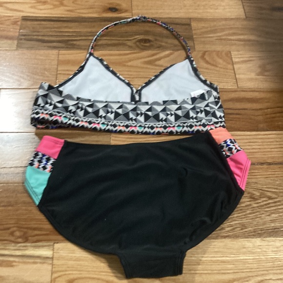 Xhilaration black and white pattern with pink,green and orange bikini - Picture 2 of 5